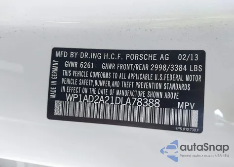 2013 Porsche Cayenne Gts из США, поврежденный, VIN WP1AD2A21DLA78388